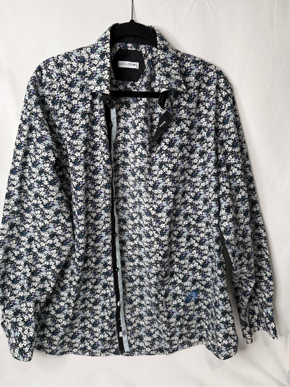 John Lennon Collection Men’s XL 17.5/18 Floral Button Up Shirt Peace Sign Retro